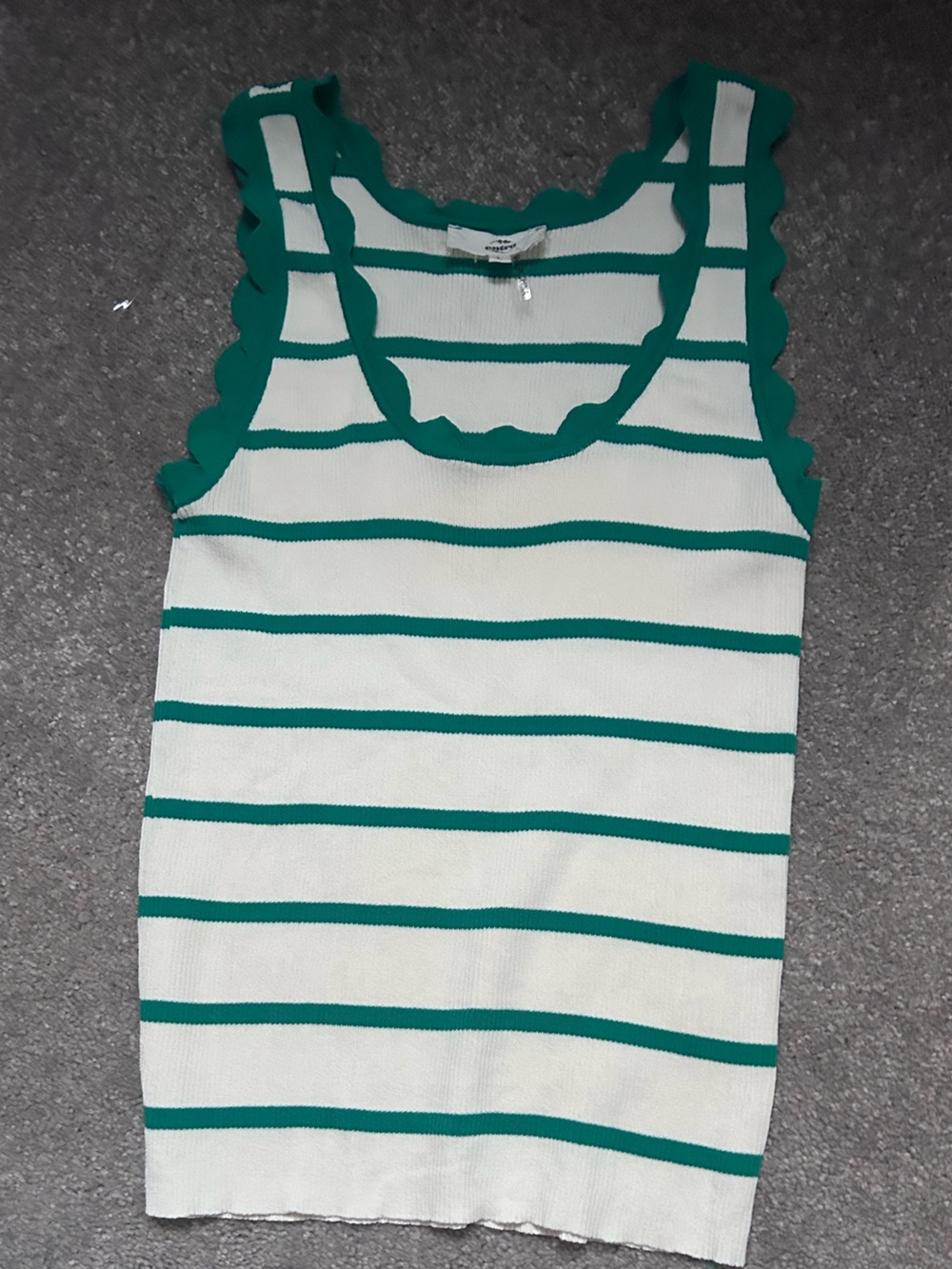 entro White and Teal Striped Knit Tank